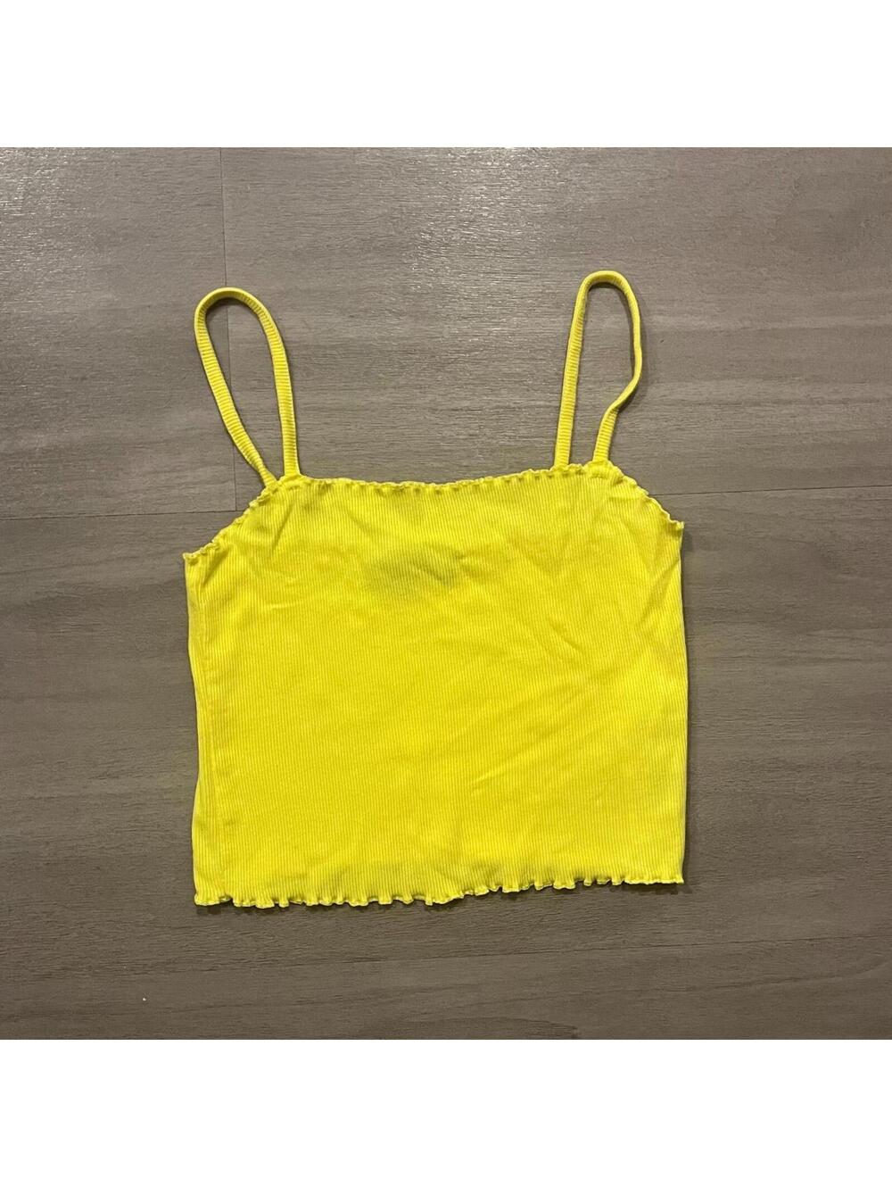 Topshop Yellow Cropped Ribbed Tank
